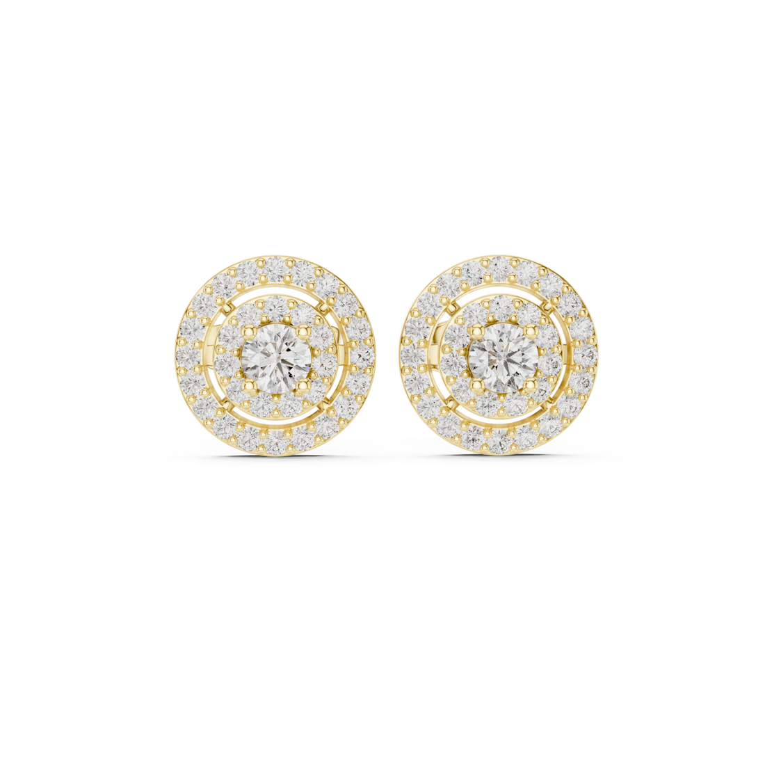 Gold Luminous Harmony Circle Double Halo Studs Right View