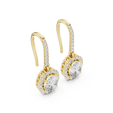 Gold Radiant Halo Drop Earrings Right View