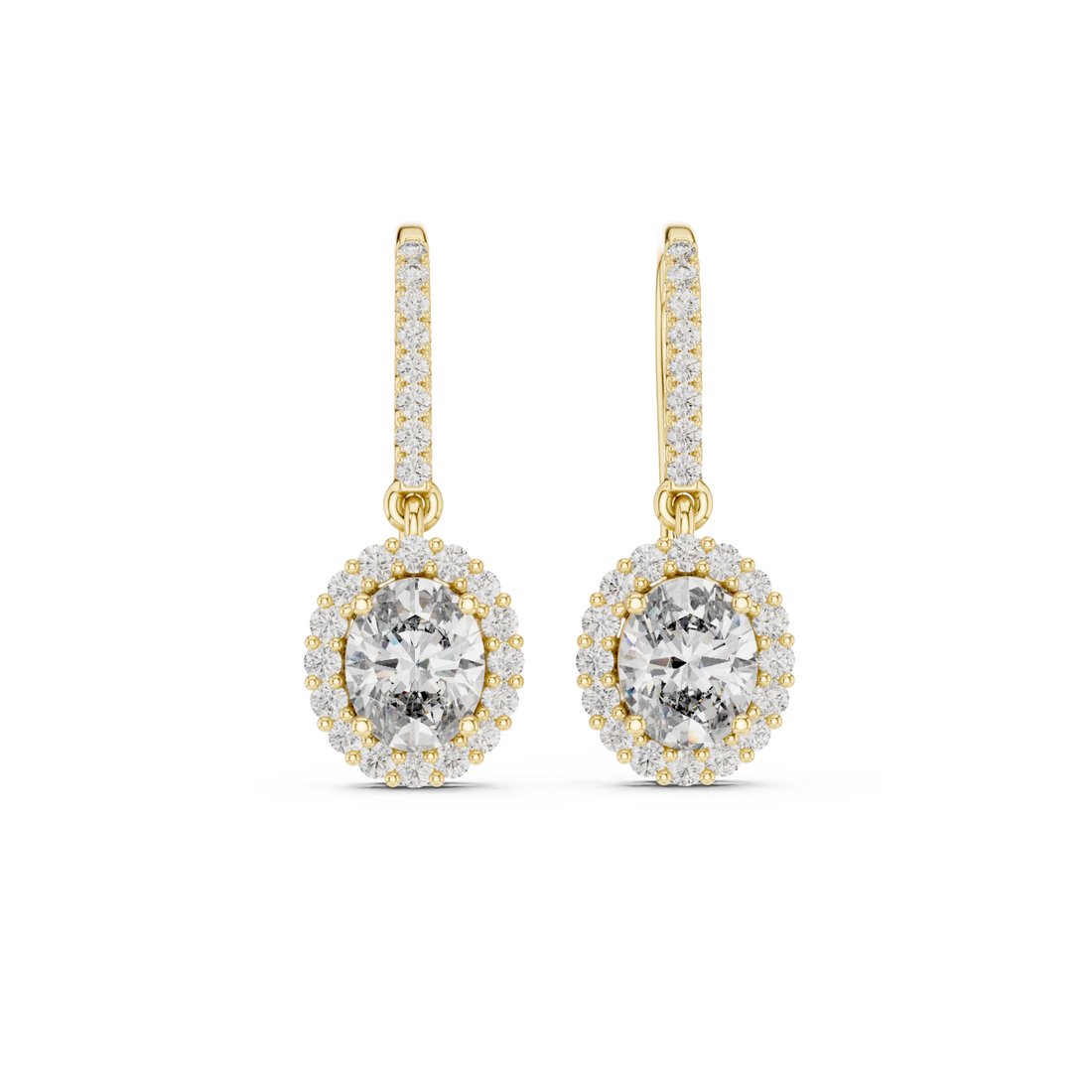 Gold Radiant Halo Drop Earrings Right View