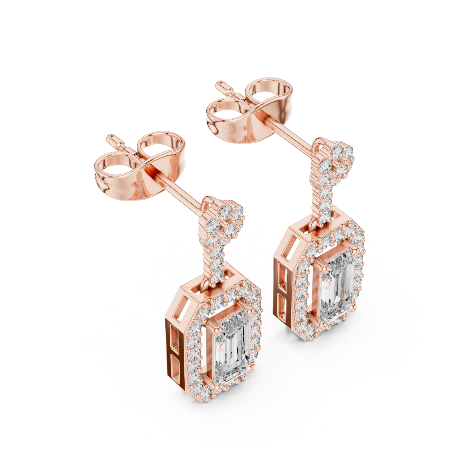  Rose Gold Radiant Edge Stud Earrings Right View