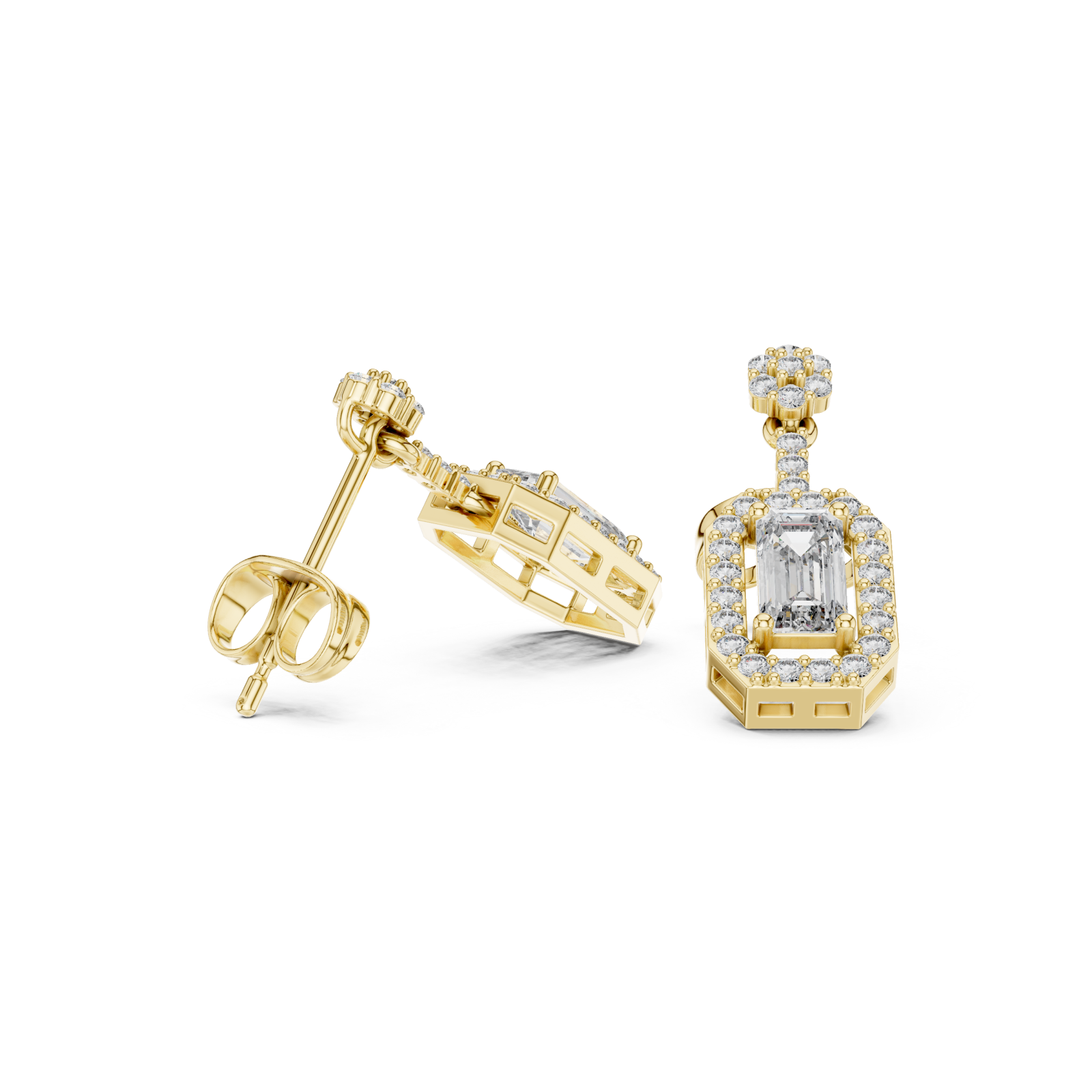  Gold Radiant Edge Stud Earrings Left View