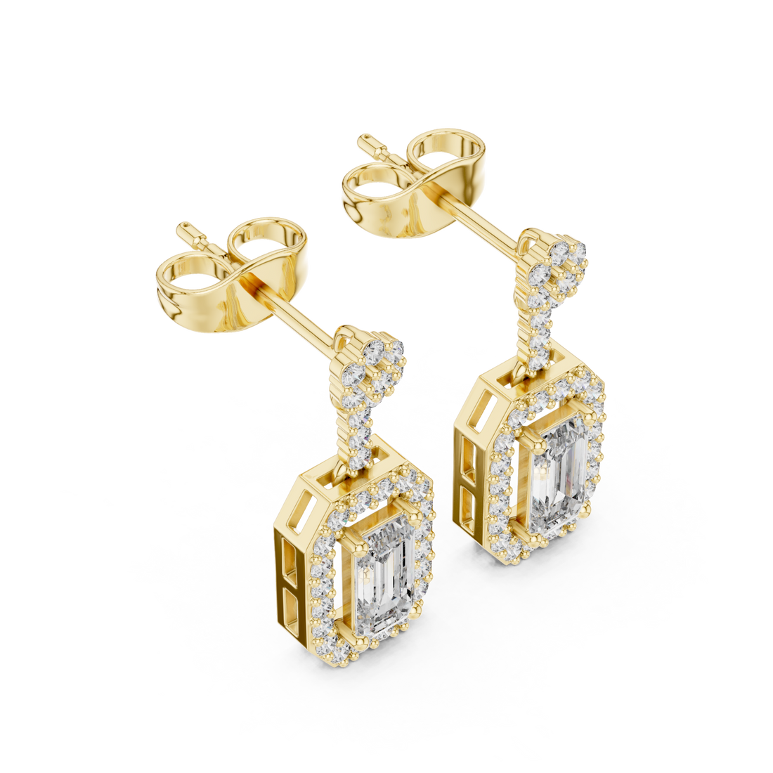 Gold Radiant Edge Stud Earrings Right View