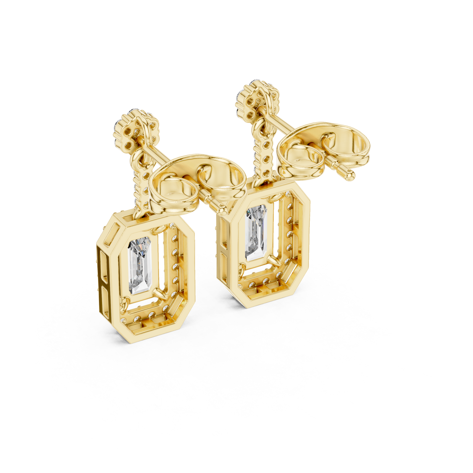  Gold Radiant Edge Stud Earrings Side View