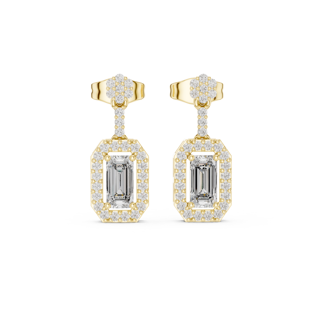 Gold Radiant Edge Stud Earrings Right View