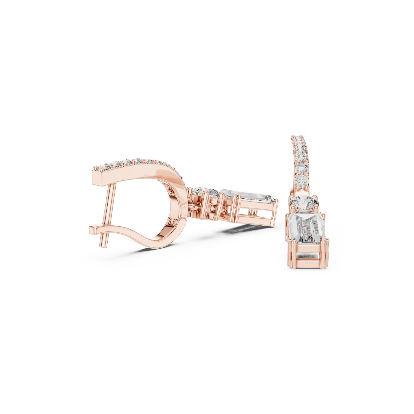  Rose Gold Cascade Graceful Lines Petite Hoops Left View