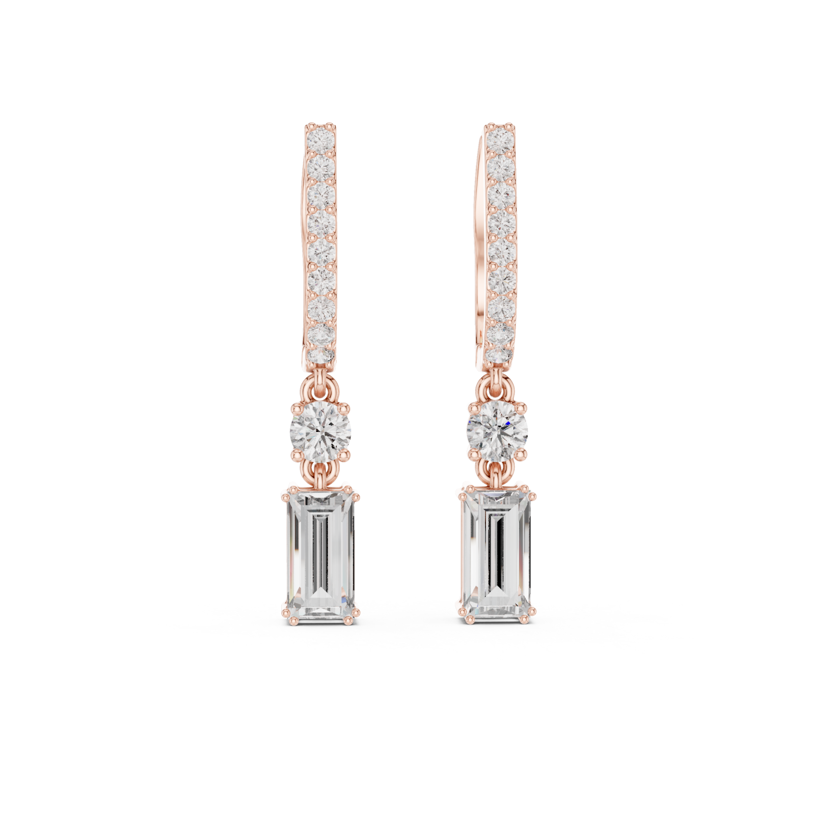  Rose Gold Cascade Graceful Lines Petite Hoops Front View