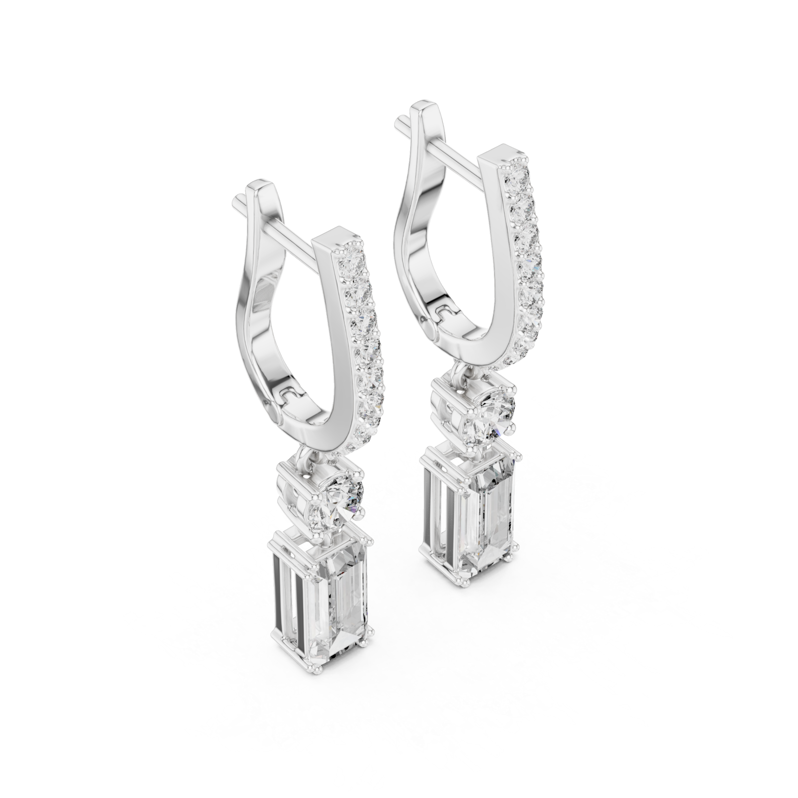  White Gold Cascade Graceful Lines Petite Hoops Right View