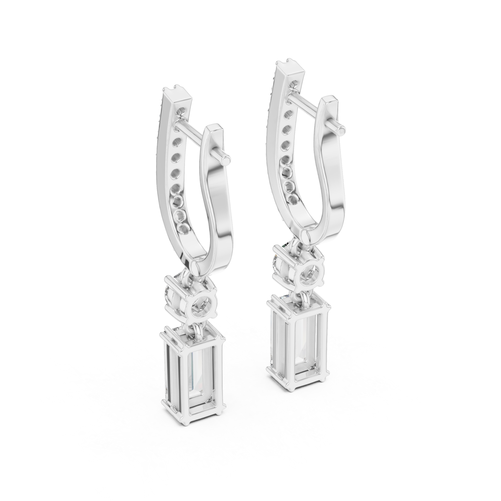  White Gold Cascade Graceful Lines Petite Hoops Side View