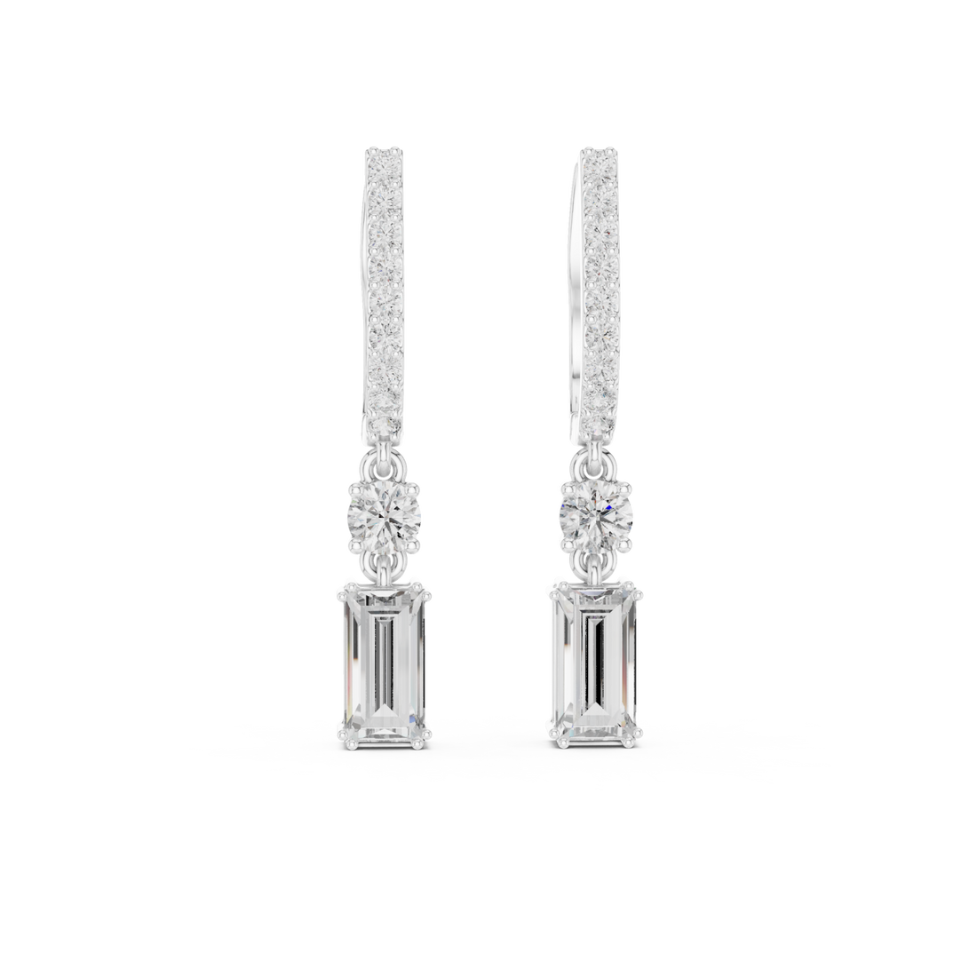  White Gold Cascade Graceful Lines Petite Hoops Right View