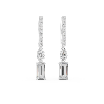  White Gold Cascade Graceful Lines Petite Hoops Front View