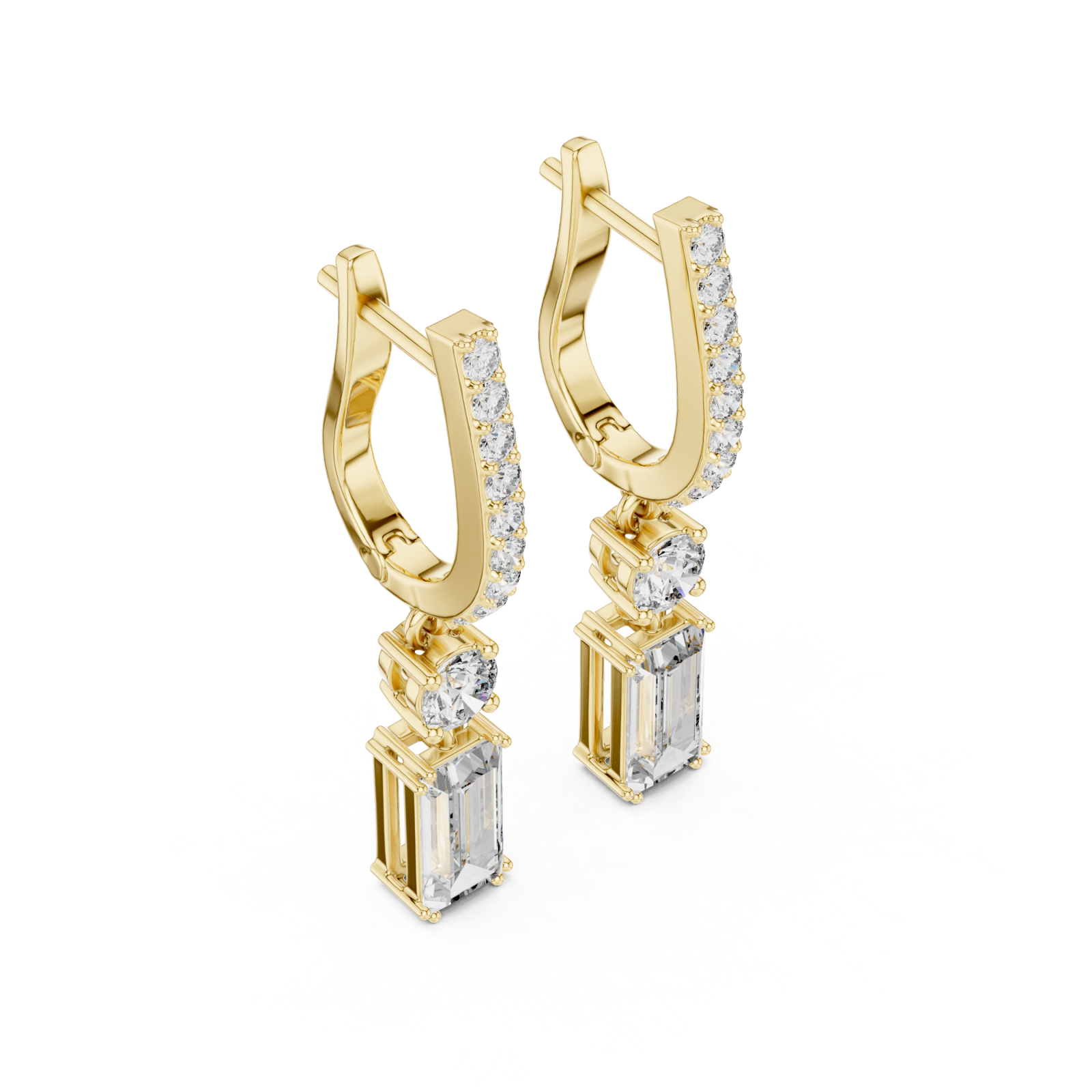 Gold Cascade Graceful Lines Petite Hoops Right View