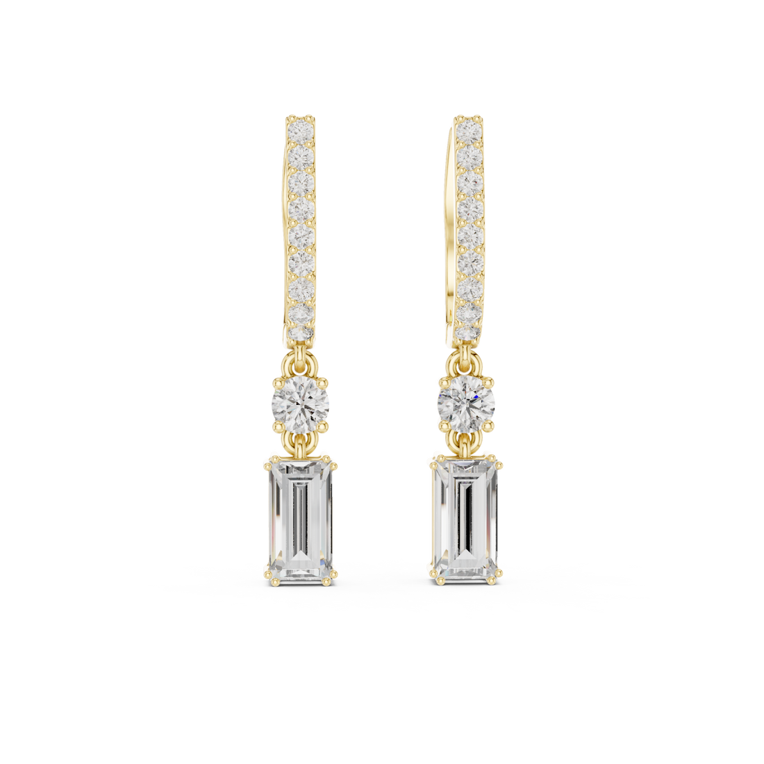 Gold Cascade Graceful Lines Petite Hoops Right View