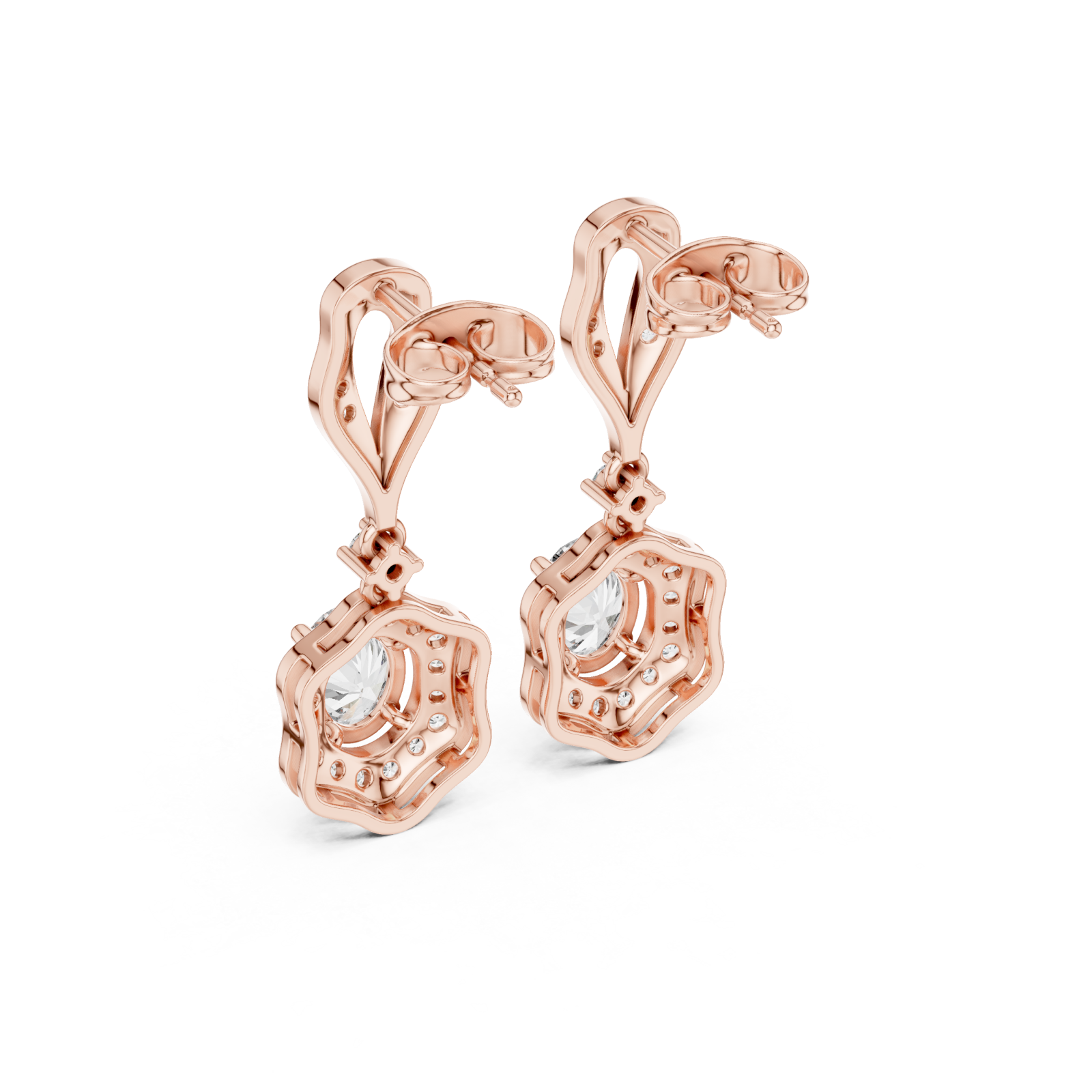 Rose Gold Dazzling Nightfall Ornament Earrings Side View