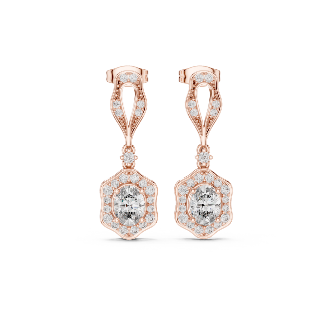  Rose Gold Dazzling Nightfall Ornament Earrings Right View