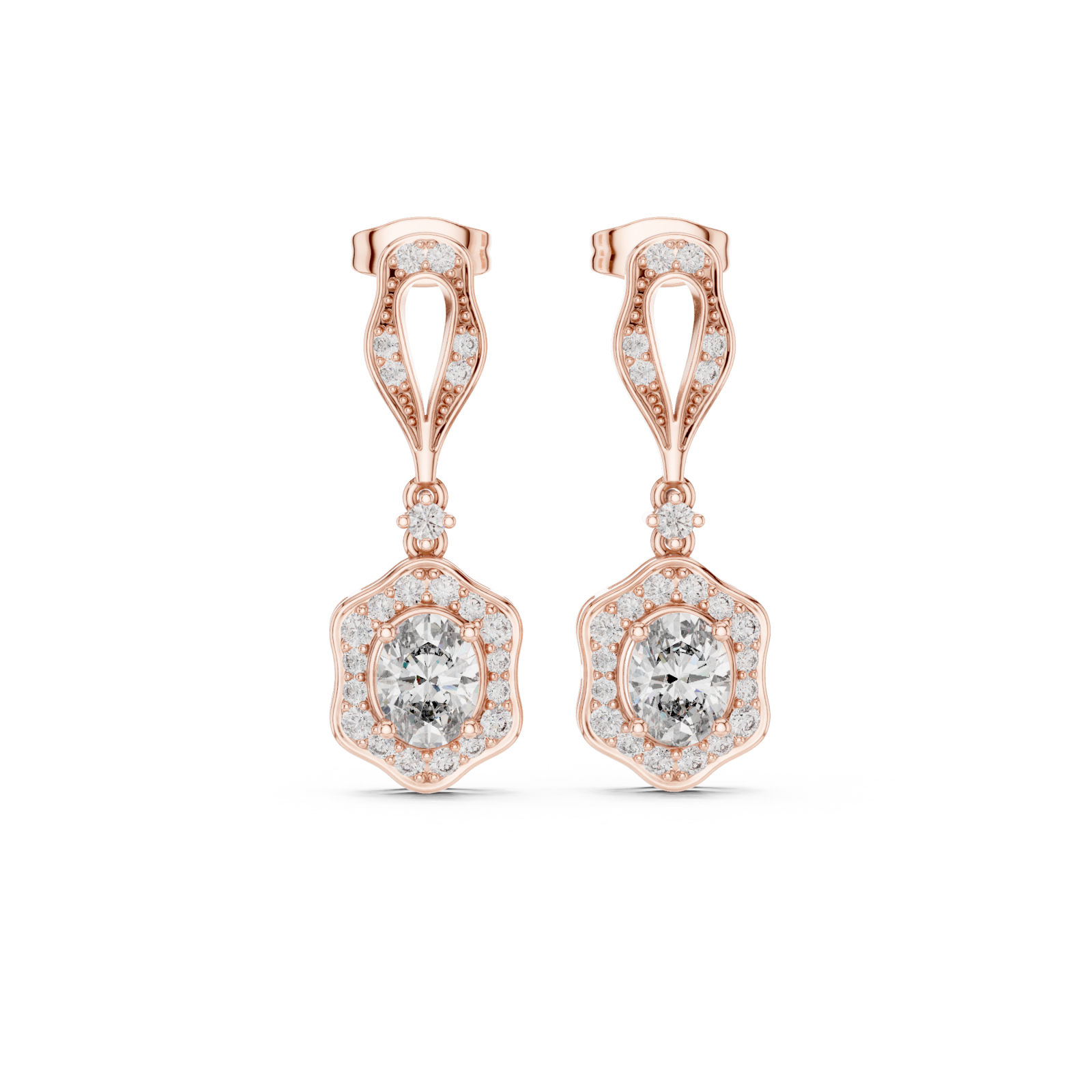  Rose Gold Dazzling Nightfall Ornament Earrings Front View