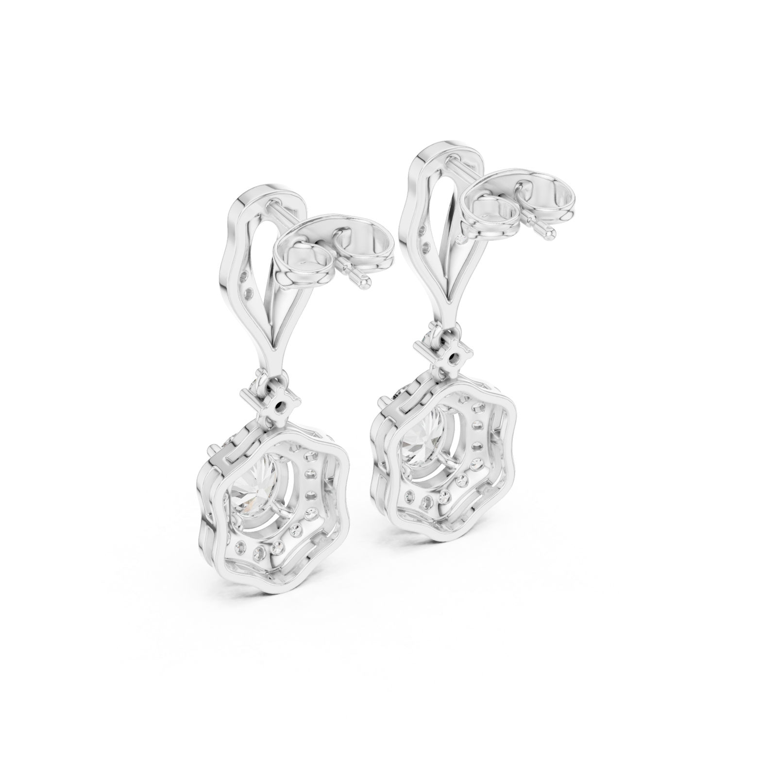  White Gold Dazzling Nightfall Ornament Earrings Side View