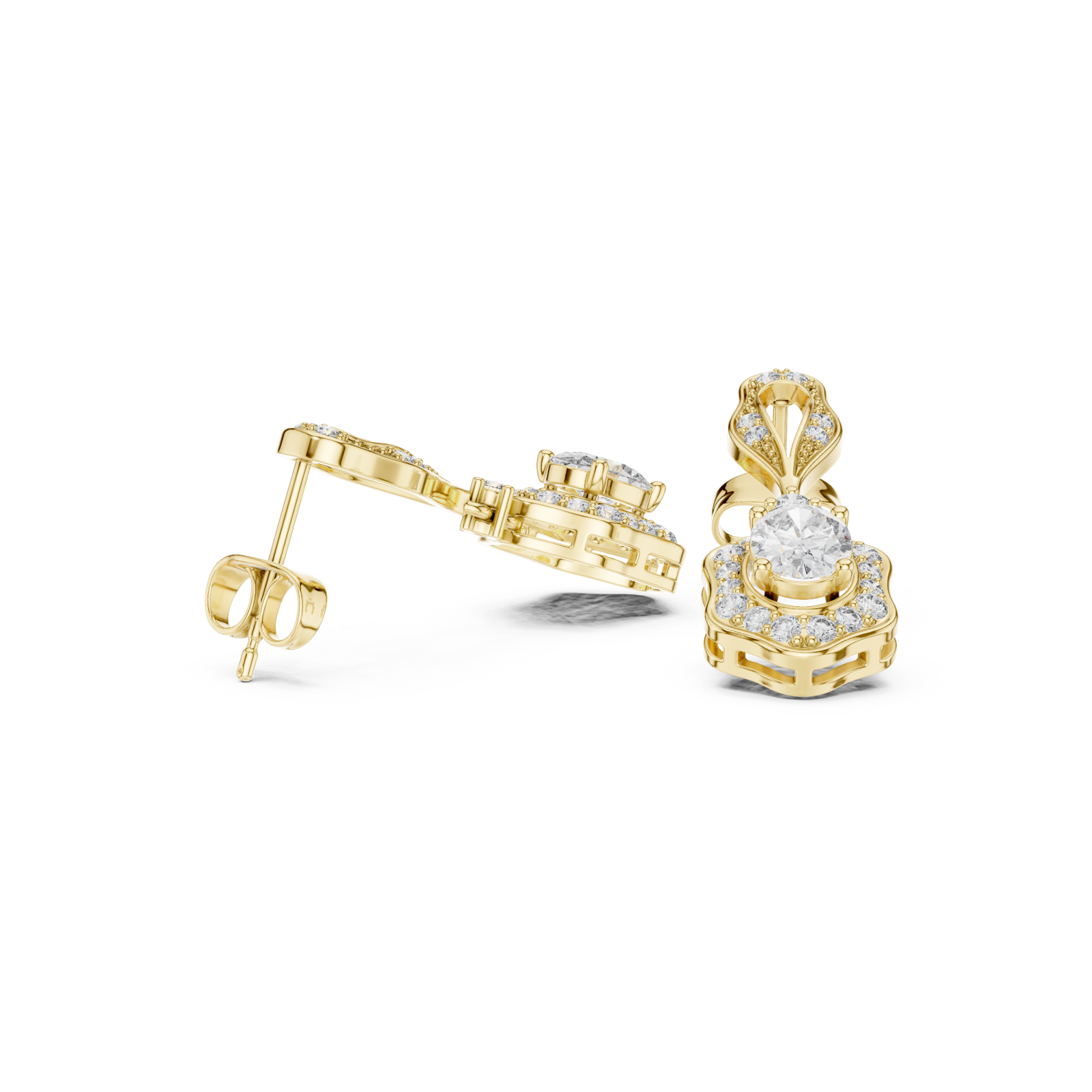  Gold Dazzling Nightfall Ornament Earrings Left View
