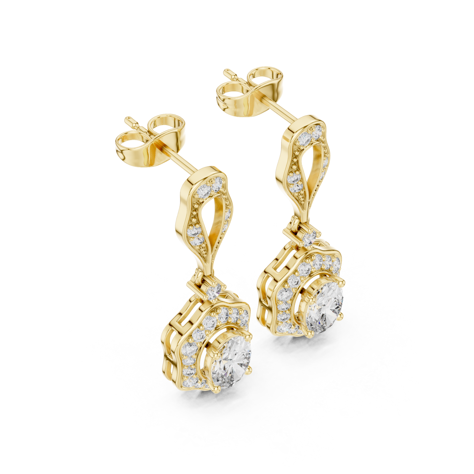 Gold Dazzling Nightfall Ornament Earrings Right View