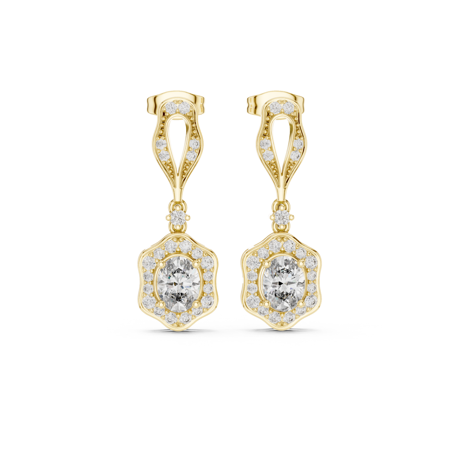  Gold Dazzling Nightfall Ornament Earrings Front View