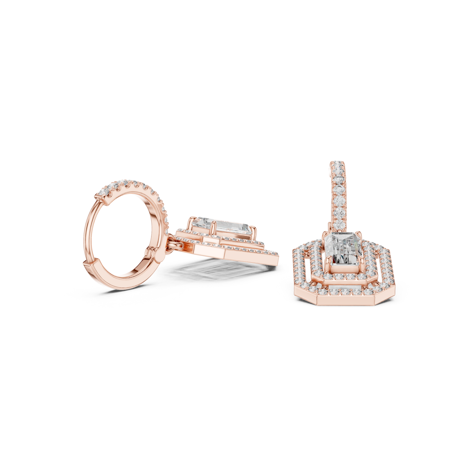  Rose Gold Elegant Prism Sparkle Small Hoops Left View