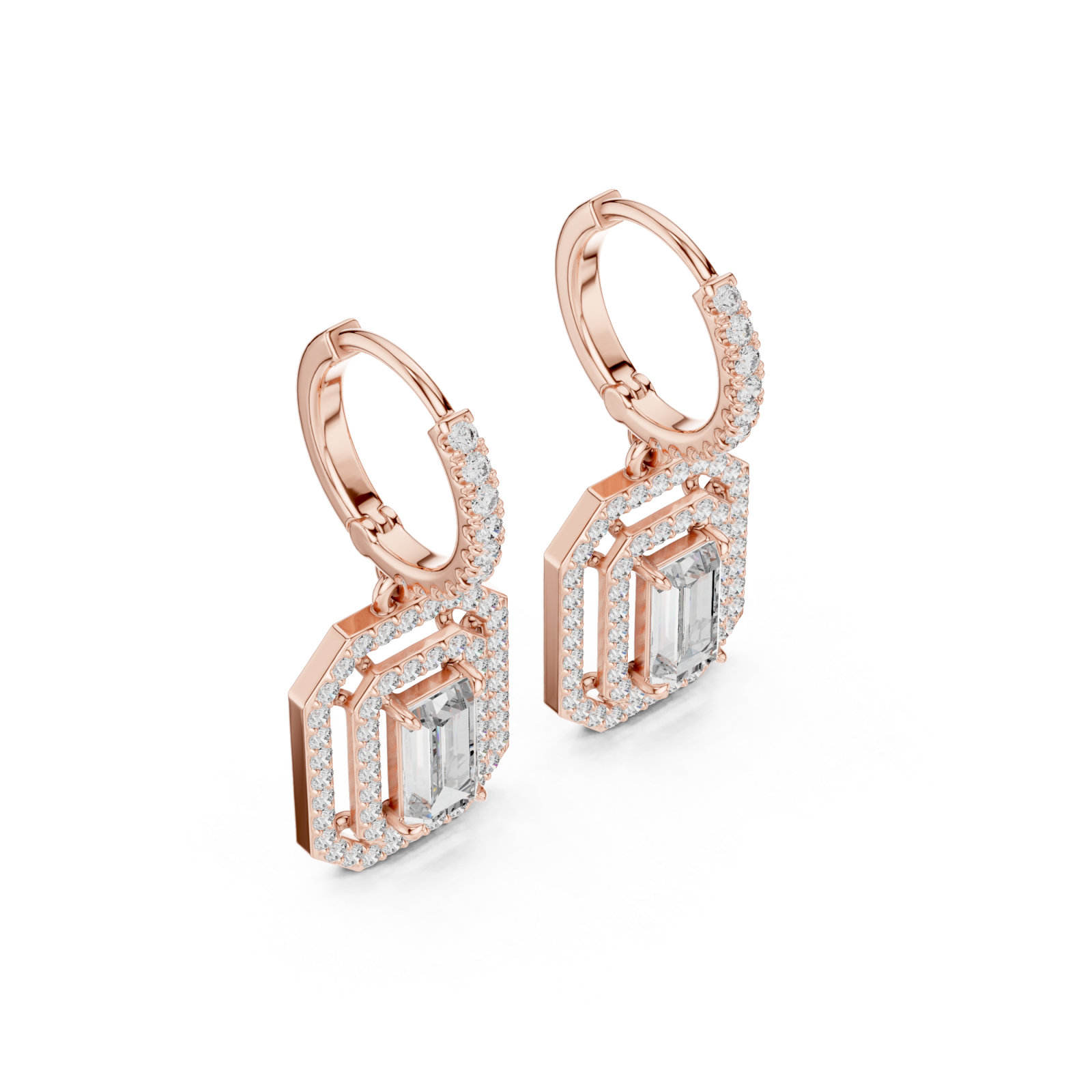  Rose Gold Elegant Prism Sparkle Small Hoops Right View