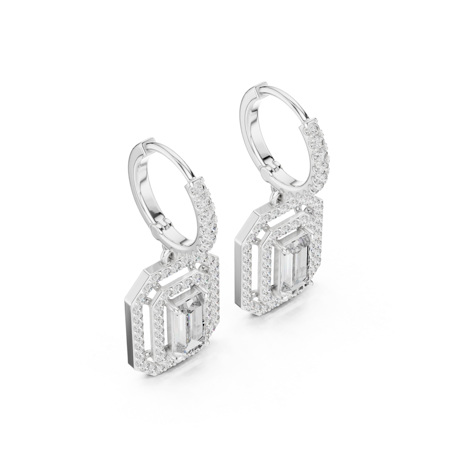  White Gold Elegant Prism Sparkle Small Hoops Right View