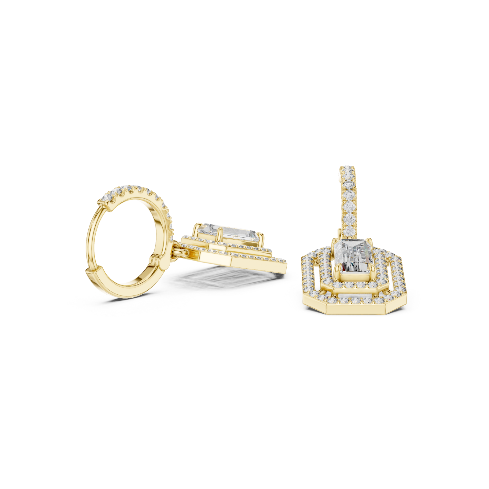  Gold Elegant Prism Sparkle Small Hoops Left View