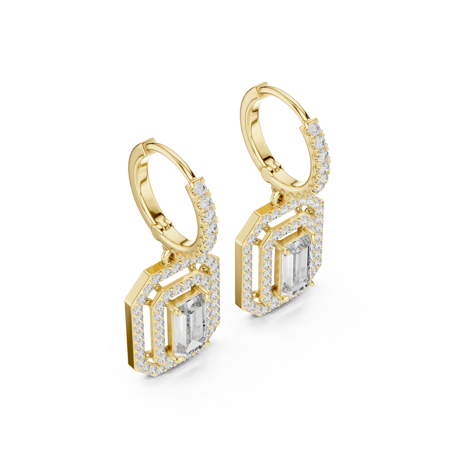 Gold Elegant Prism Sparkle Small Hoops Right View