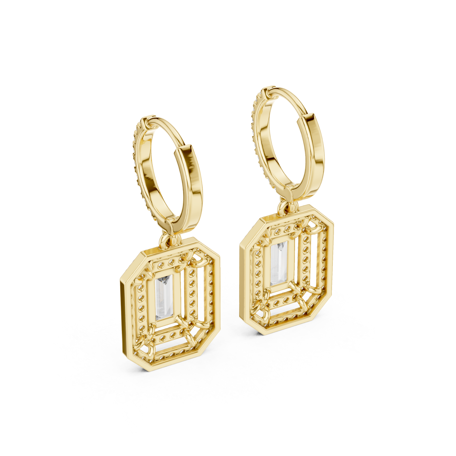  Gold Elegant Prism Sparkle Small Hoops Side View