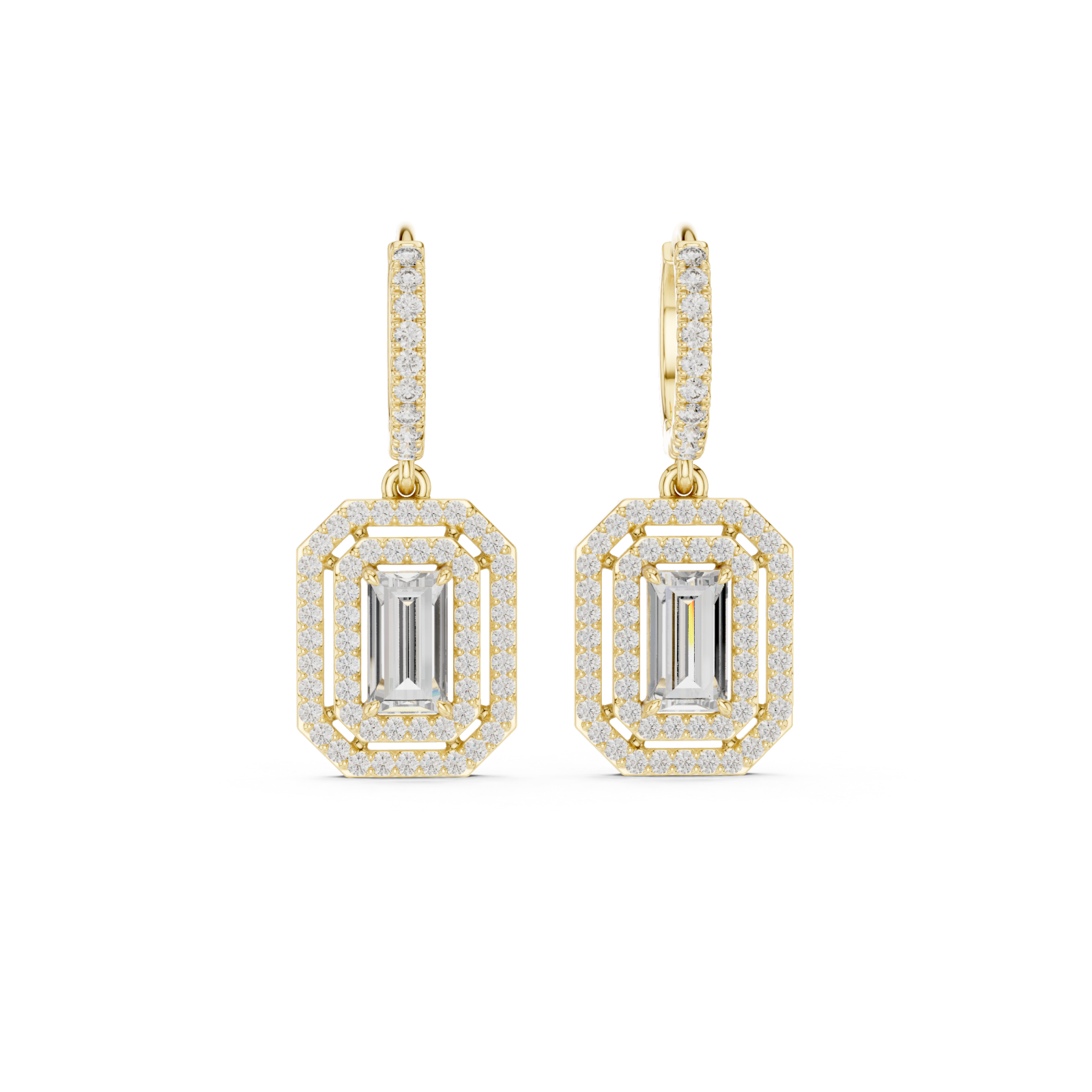  Gold Elegant Prism Sparkle Small Hoops Front View