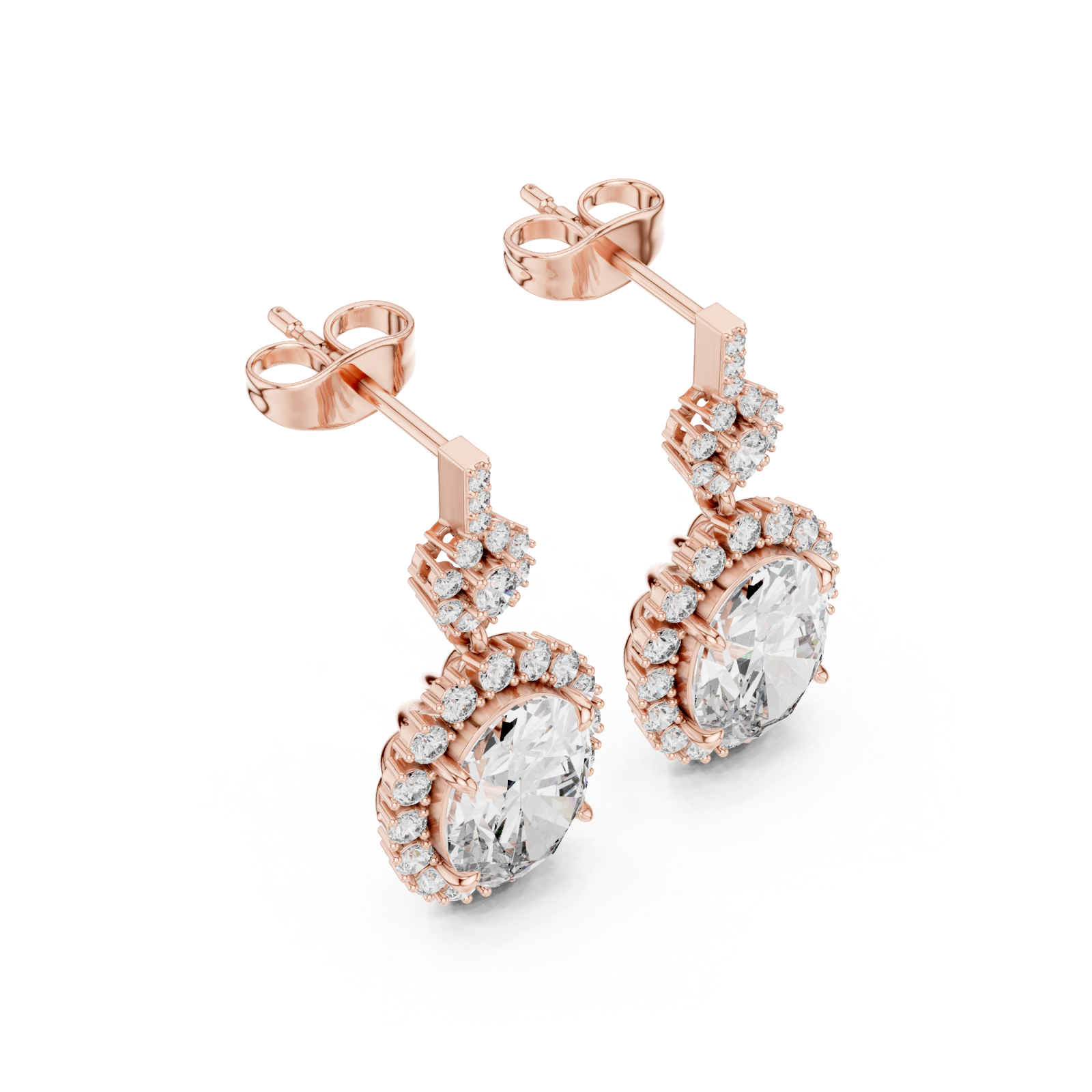  Rose Gold Luminous Petal Embrace Solitaire Earrings Right View