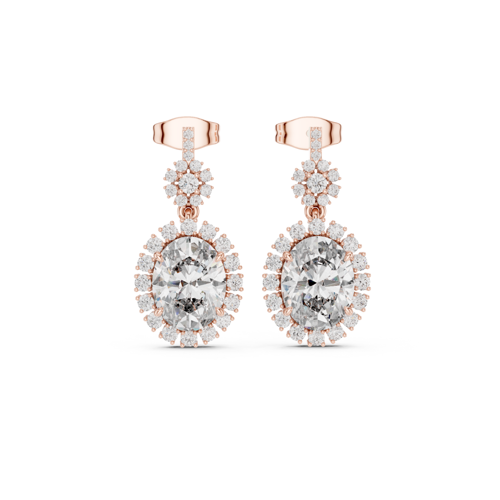  Rose Gold Luminous Petal Embrace Solitaire Earrings Front View