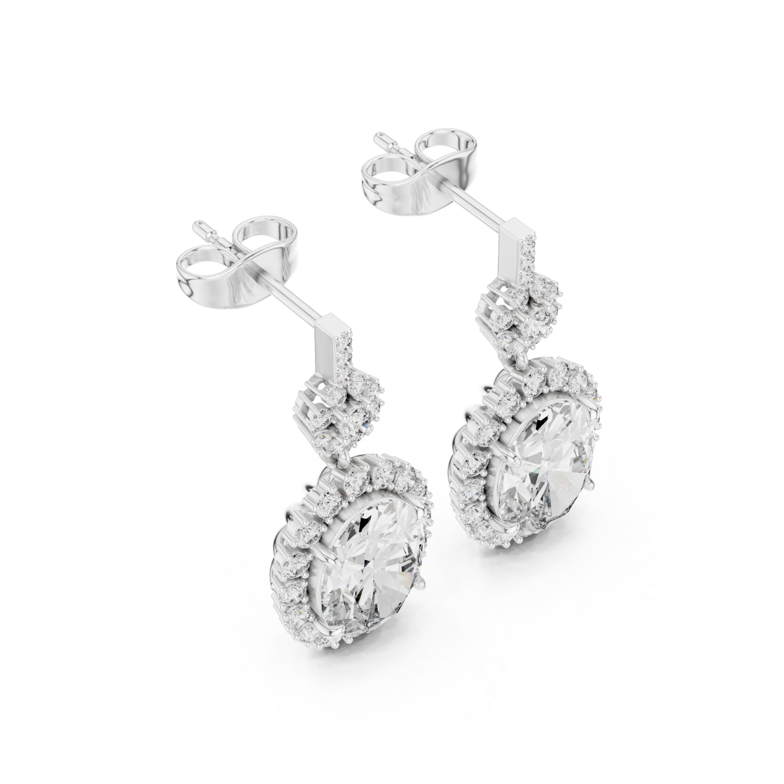  White Gold Luminous Petal Embrace Solitaire Earrings Right View