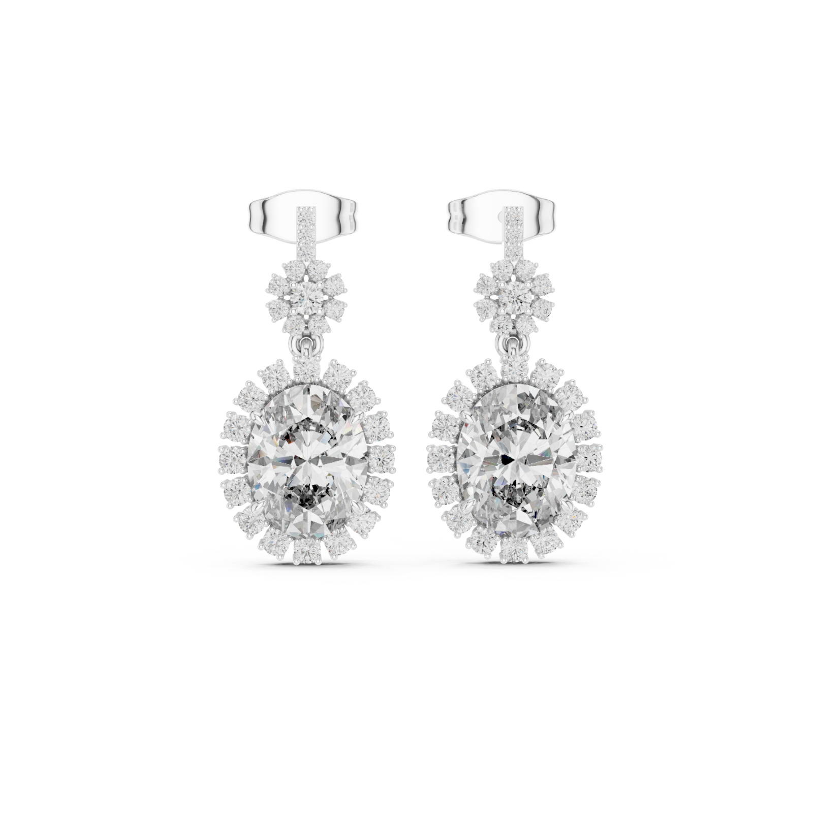  White Gold Luminous Petal Embrace Solitaire Earrings Front View