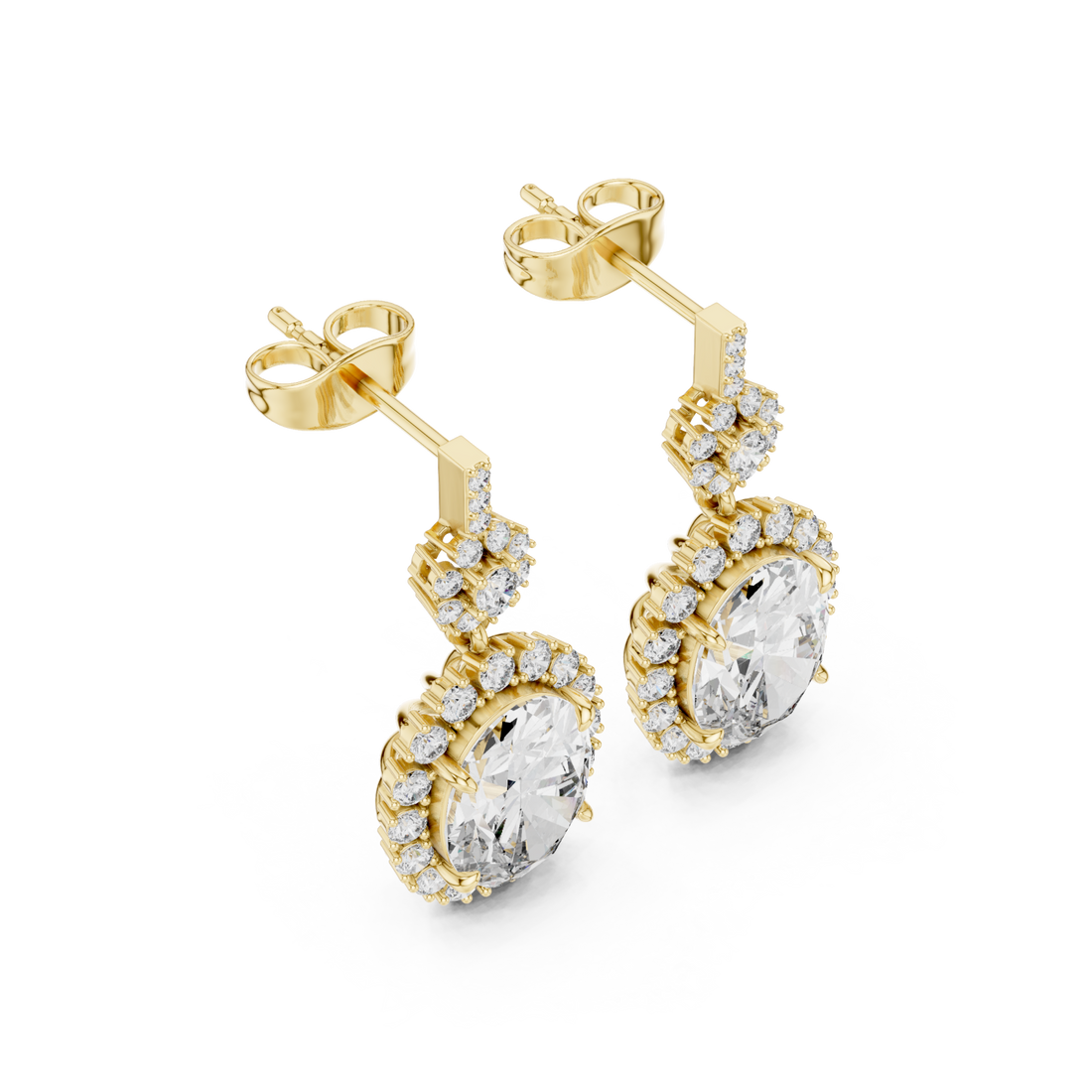 Gold Luminous Petal Embrace Solitaire Earrings Right View