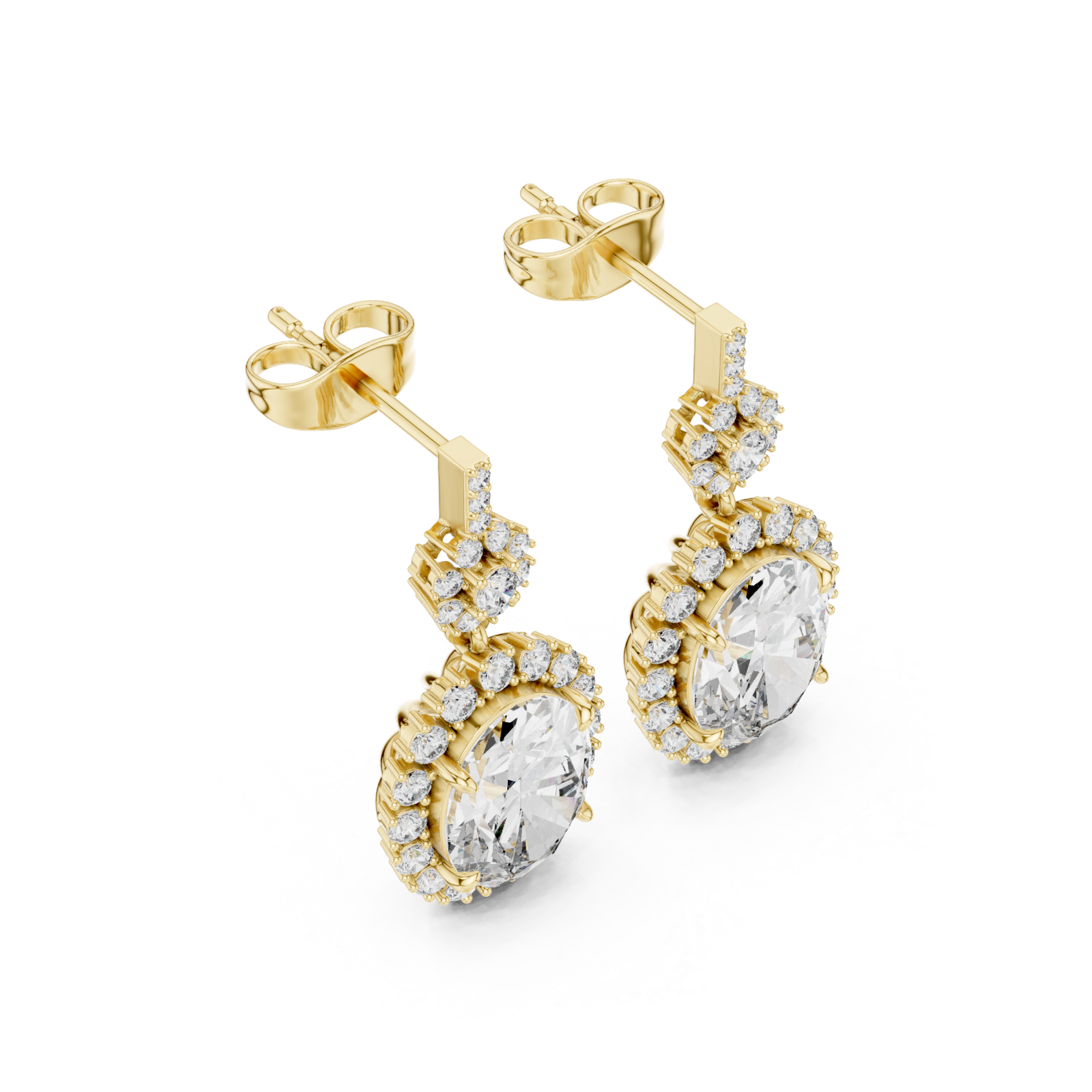 Gold Luminous Petal Embrace Solitaire Earrings Right View