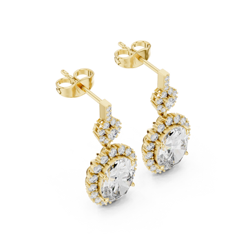 Gold Luminous Petal Embrace Solitaire Earrings Right View