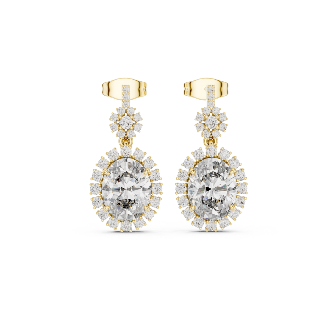 Gold Luminous Petal Embrace Solitaire Earrings Right View