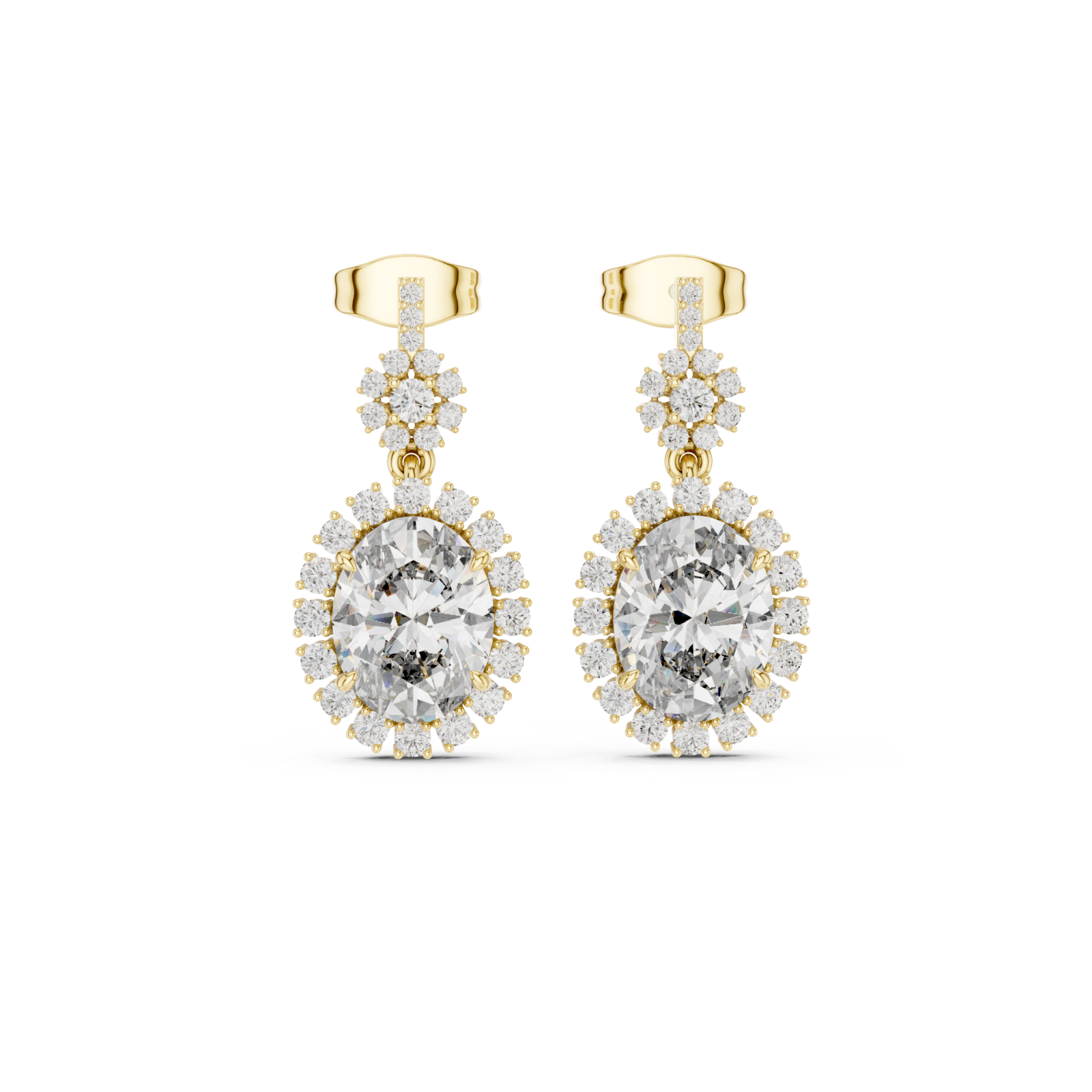  Gold Luminous Petal Embrace Solitaire Earrings Front View