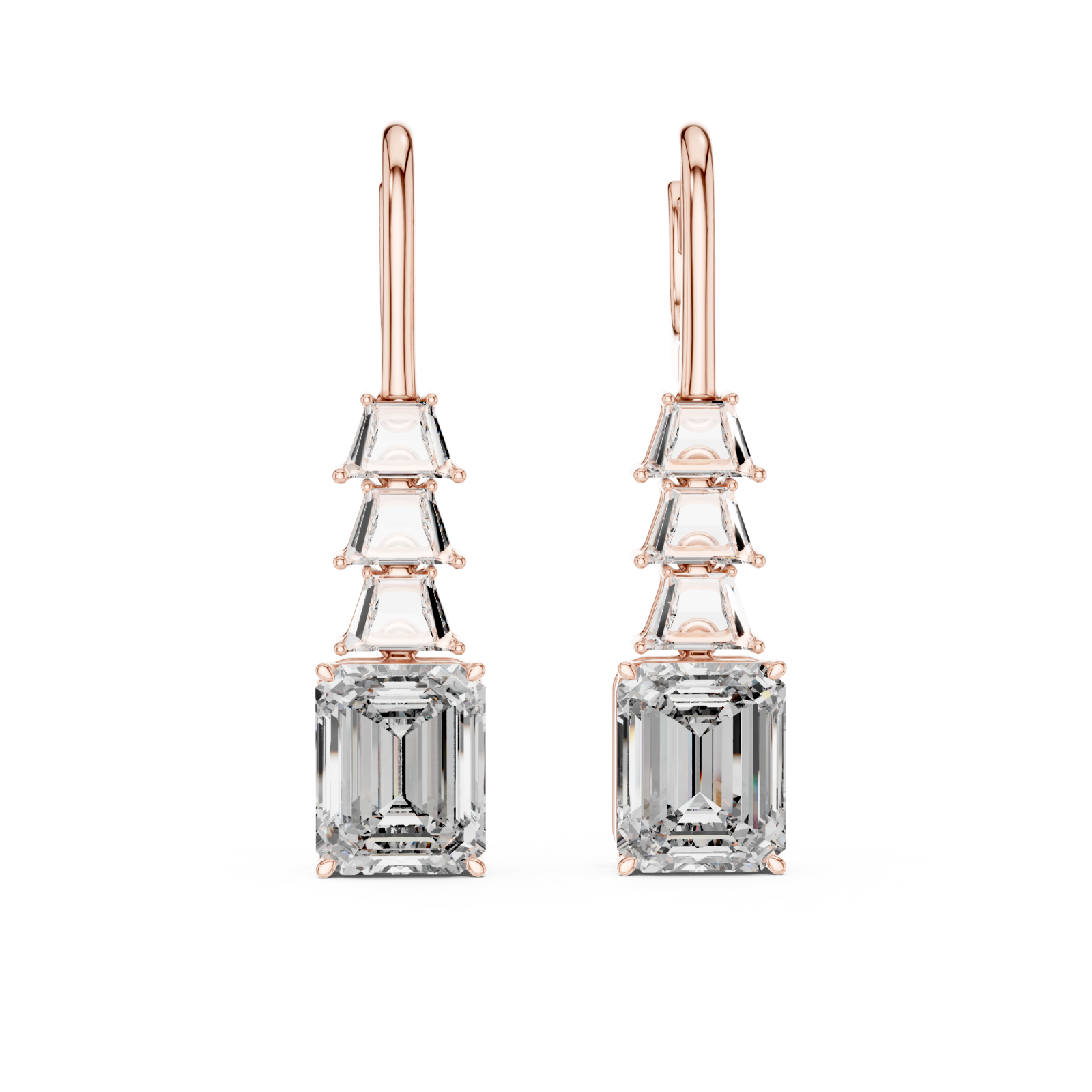  Rose Gold Celestial Tower Harmony Lever Earrings Front View