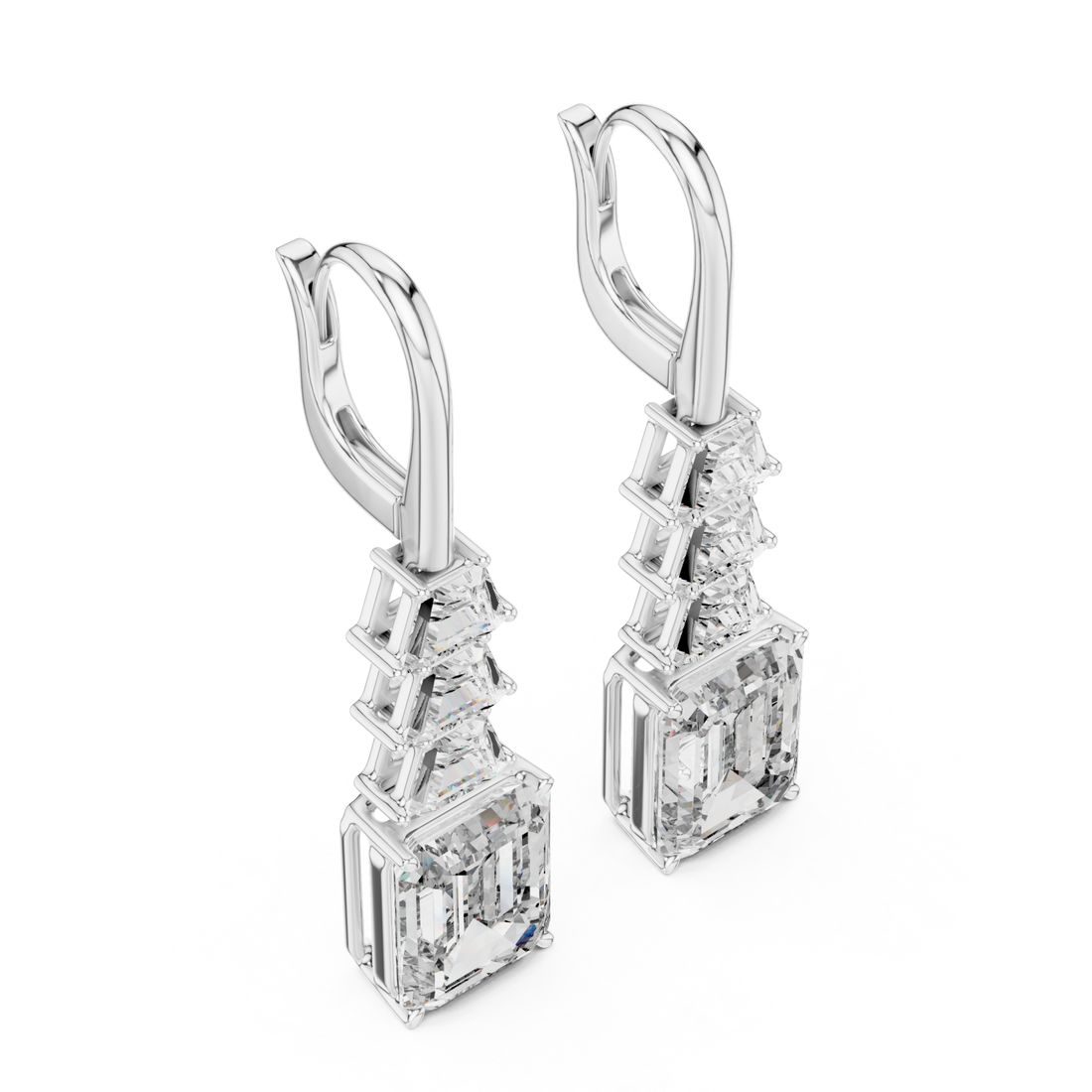  White Gold Celestial Tower Harmony Lever Earrings Right View