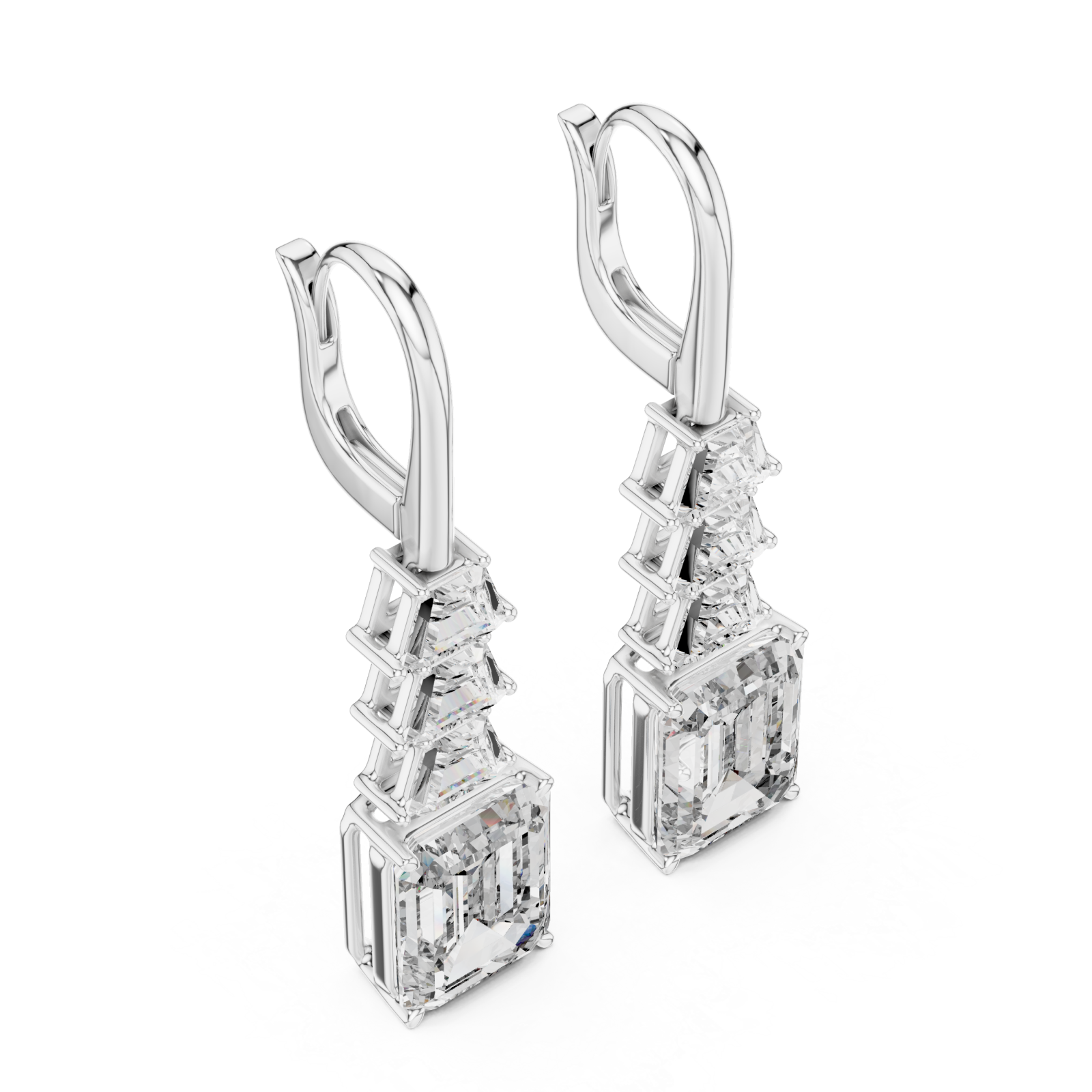 White Gold Celestial Tower Harmony Lever Earrings Right View