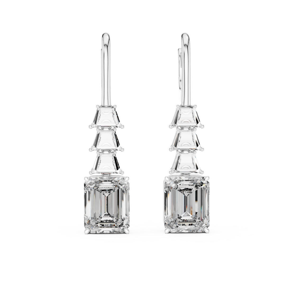  White Gold Celestial Tower Harmony Lever Earrings Right View