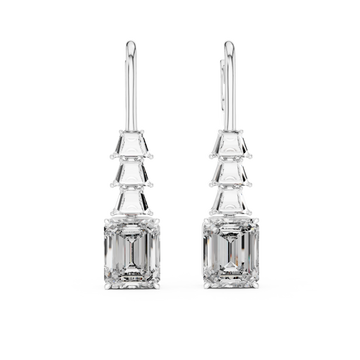  White Gold Celestial Tower Harmony Lever Earrings Front View