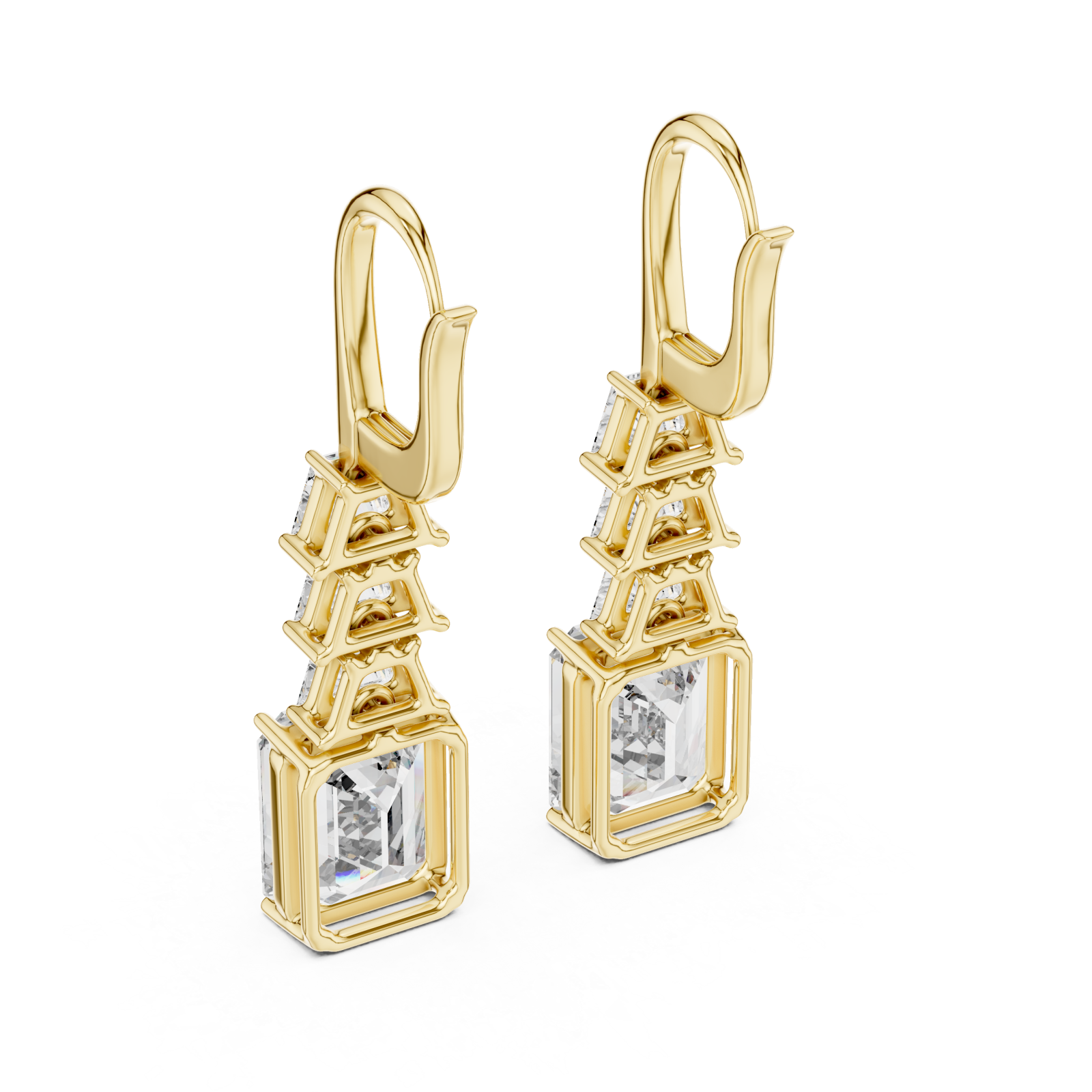  Gold Celestial Tower Harmony Lever Earrings Side View