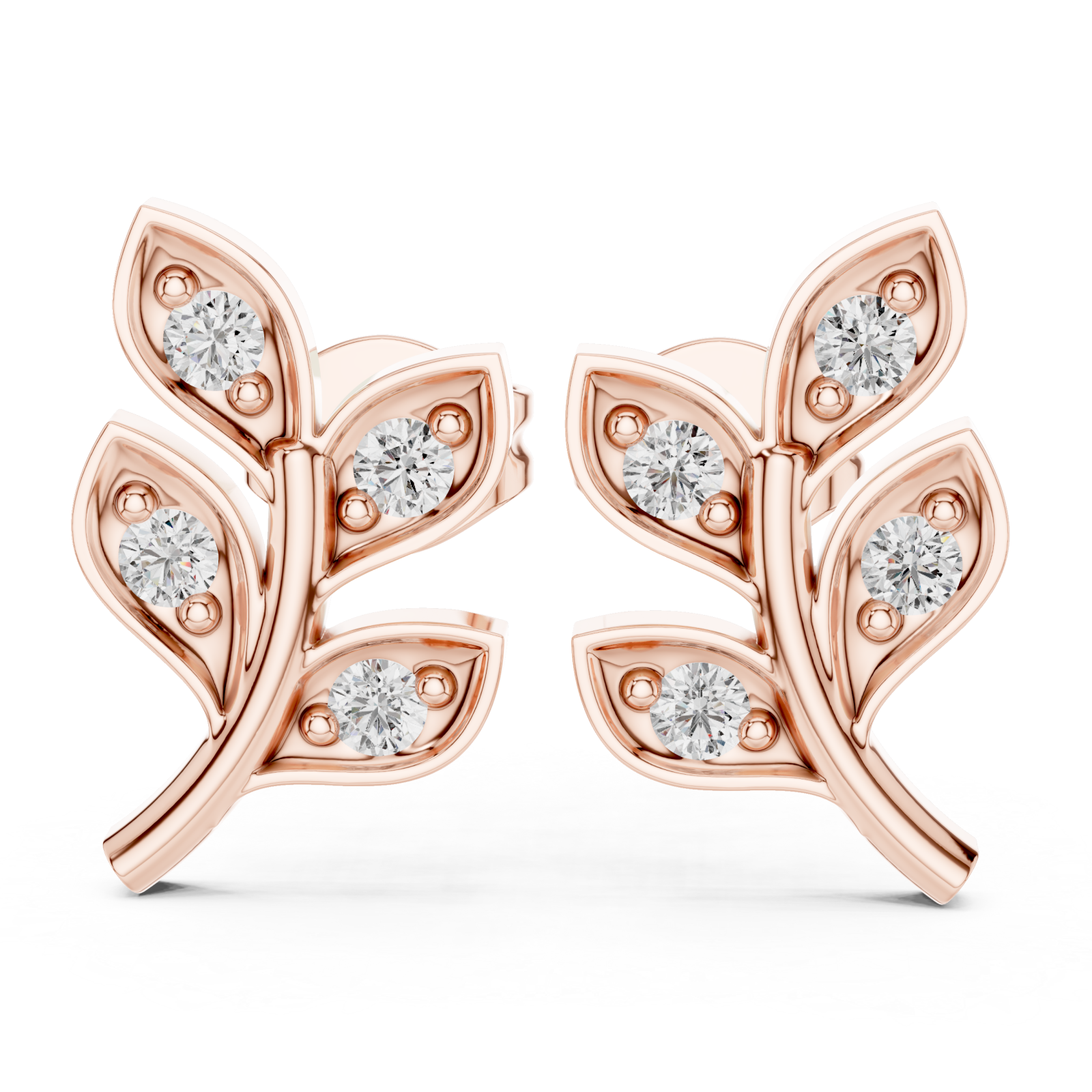  Rose Gold Flourishing Serenity Petite Stud Earrings Left View