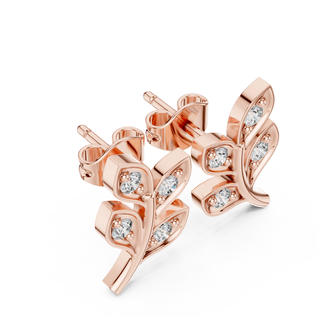  Rose Gold Flourishing Serenity Petite Stud Earrings Right View