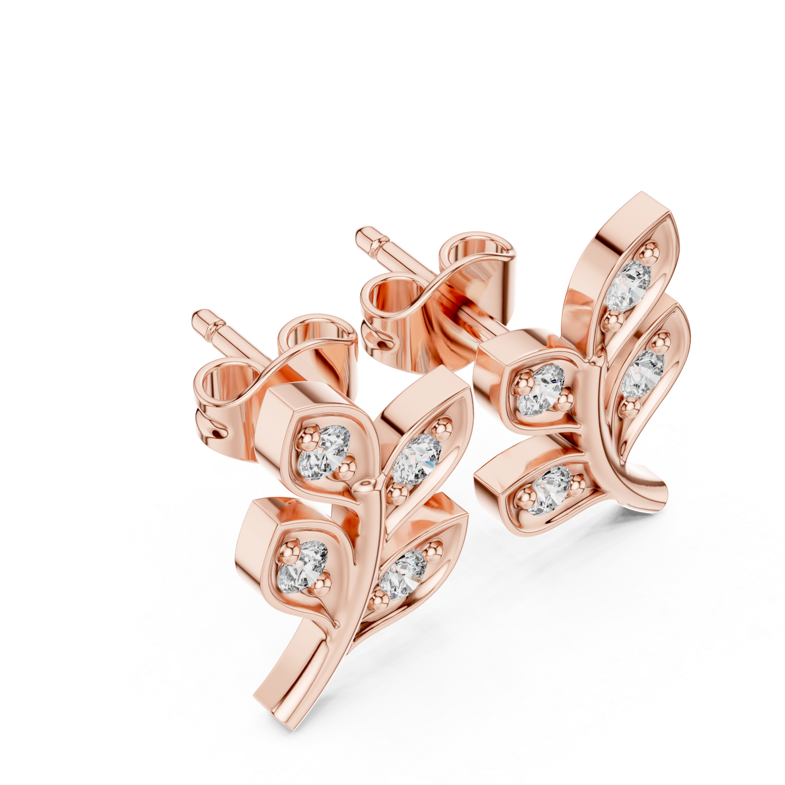  Rose Gold Flourishing Serenity Petite Stud Earrings Right View