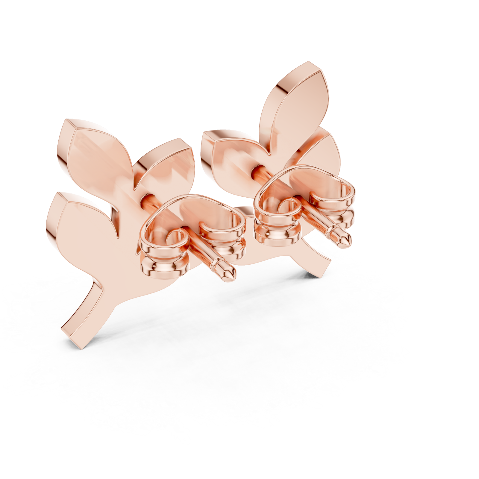  Rose Gold Flourishing Serenity Petite Stud Earrings Side View