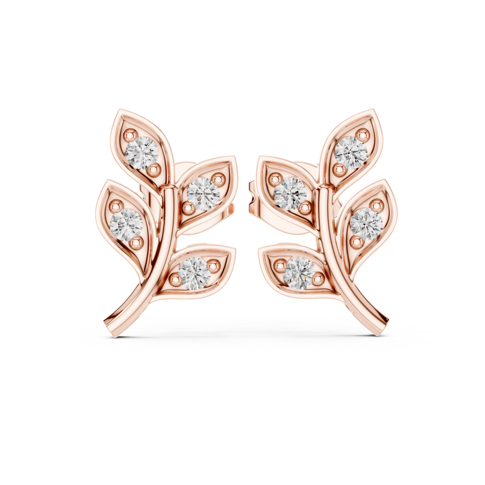  Rose Gold Flourishing Serenity Petite Stud Earrings Front View